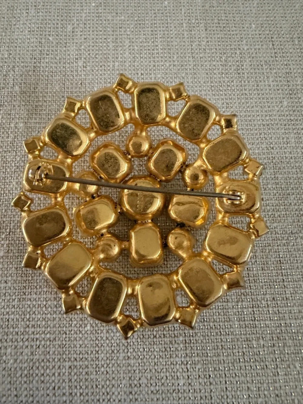 Rare Vintage Weissco Gold-Tone Amber and Champagne Crystal Brooch